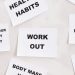 Collection of motivational health and fitness messages on cards. Inspire healthy habits and lifestyle changes.